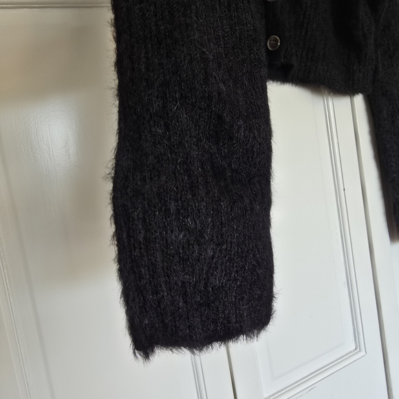 Jun & Ivy Black Eyelash Crop Button-Up Cardigan - Picture 2 of 10